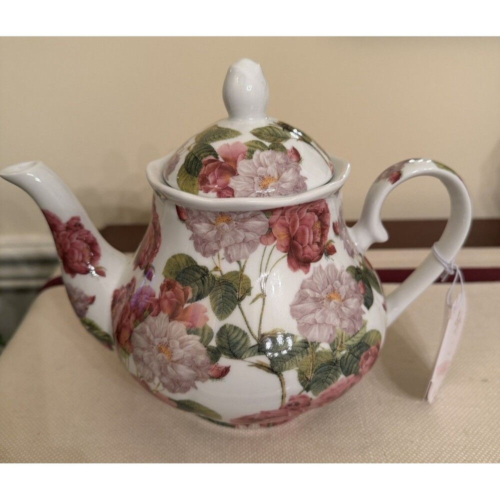 Kent Pottery Ceramic Teapot Pink Rose Floral Chintz Shabby Chic Decor #70795